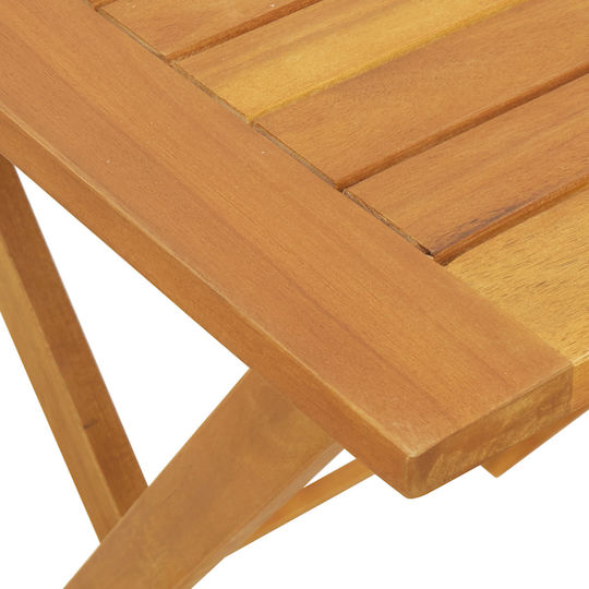 Outdoor Dinner Foldable Wood Table Natural 60x60x72cm