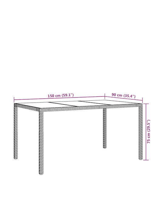 Tisch Stabil Black 150x90x75cm