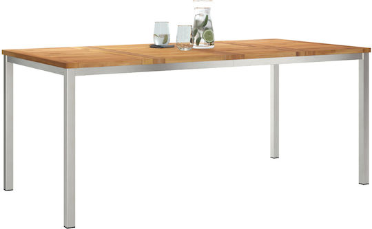 Masă De Exterior Din Teak Cu Ramă Metalică Maro 180x90x75cm