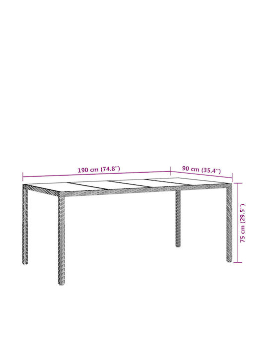 Tisch Stabil Brown 190x90x75cm