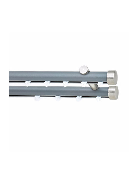 Metallic Curtain Pole Soleil Tapo Double with Rail Diameter 25mm Length 160cm Nickel Color 7