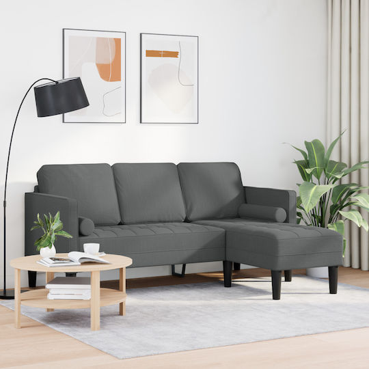 Corner Couch Dark Gray with Decorative Pillows 173x131x67 cm