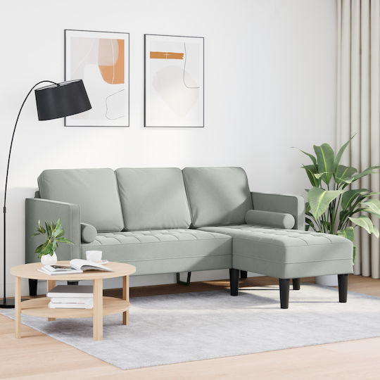 Ecksofa Hellgrau mit Dekokissen 173x131x67cm