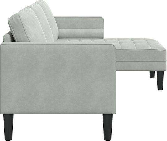 Ecksofa Hellgrau mit Dekokissen 173x131x67cm