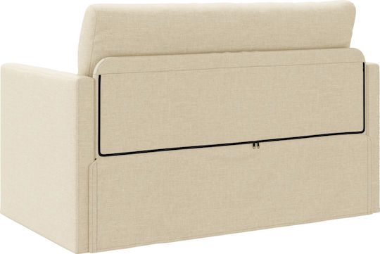 Two-Seater Couch Bed Cream 124x71x78 cm