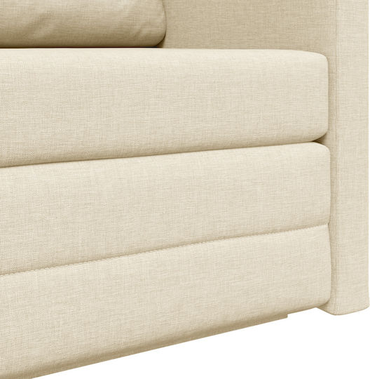 Two-Seater Couch Bed Cream 124x71x78 cm