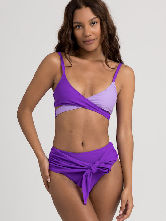 Bikini-Set Hohe Taille Lila