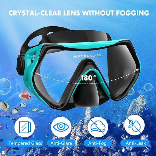 Mască De Scufundare Din Silicon Cu Snorkel Neagră