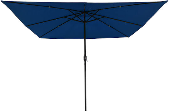 Umbrelă Pătrată Din Aluminiu Albastră 3x3xÎnălțime 2.49m