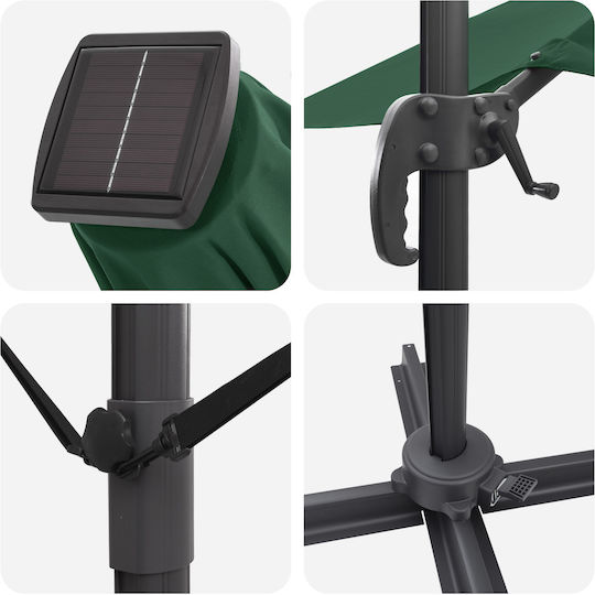 Hängender Aluminium Garten- und Terrassen-Sonnenschirm Grüne 2,86x2,85xHöhe 2,7 m
