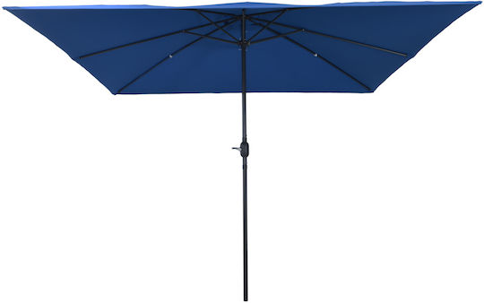 Umbrelă Pătrată Din Aluminiu Albastră 3x3xÎnălțime 2.48m