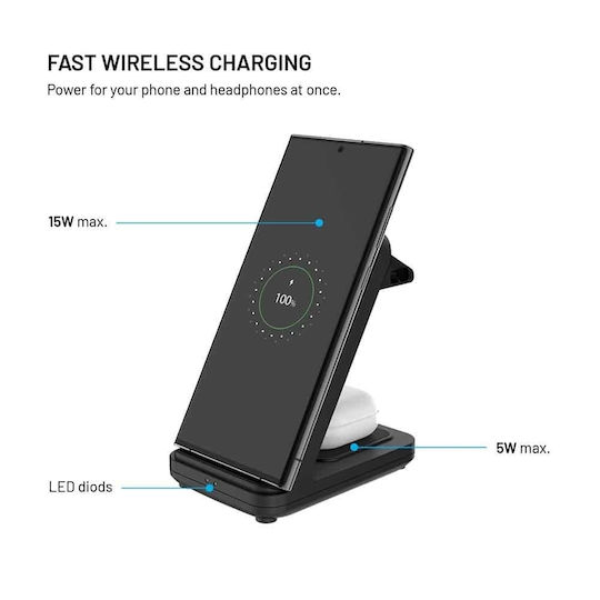 Fixed Ασύρματος Φορτιστής (Qi Pad) με Θύρα USB-C 20W Μαύρος