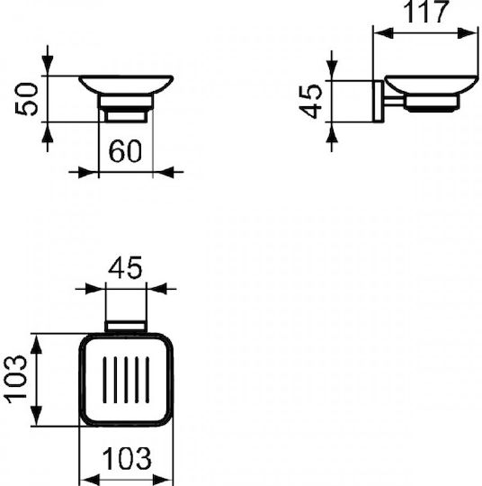 Ideal Standard Iom Square Σαπουνοθήκη Επιτοίχια Inox Ασημί
