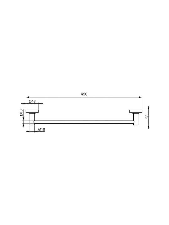 Ideal Standard Iom Single Wall-Mounted Bathroom Rail Black
