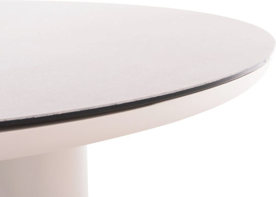 Dosun Rund Esstisch mit Glober Oberfläche Beige 120x120x74cm