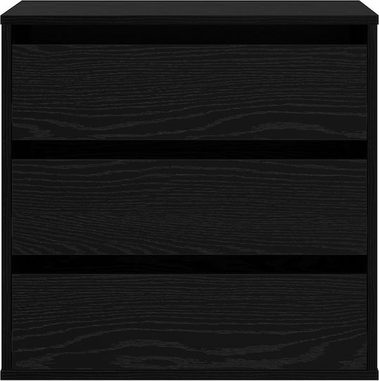 Συρταριέρα Κρεβατοκάμαρας mit 3 Schubladen Black Oak 60x41x58cm