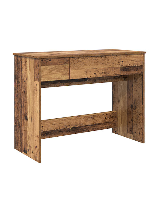 Masă De Toaletă De Podea Din Lemn Maro Cu Oglindă 100x45x76cm