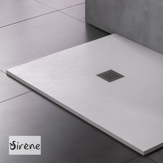 Sirene Slate Ορθογώνια Ακρυλική Ντουζιέρα 100x80cm Λευκή