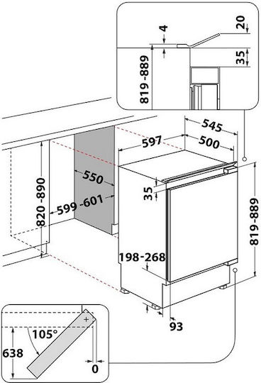 Whirlpool Εντοιχιζόμενος Όρθιος Καταψύκτης 91lt