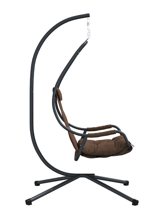 Garten & Veranda Schaukel mit Basis und Kissen Sessel Metallisch Braun L95xB105xH195cm