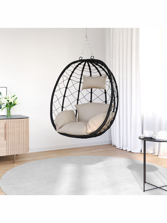 Κούνια Φωλιά με Βάση και Μαξιλάρι Rattan Καφέ Μ105xΠ95xΥ195cm