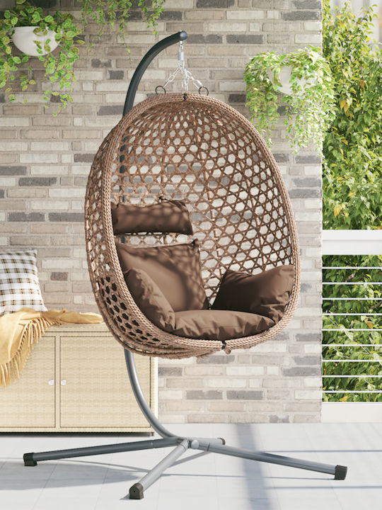 Rattan Swing Nest with Stand Brown L104xW100xH191cm