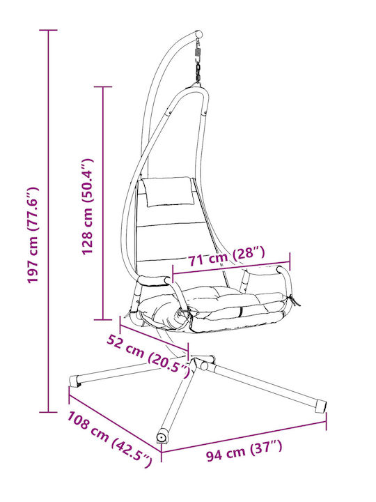 Metallic Swing Nest with Stand Gray L95xW105xH195cm
