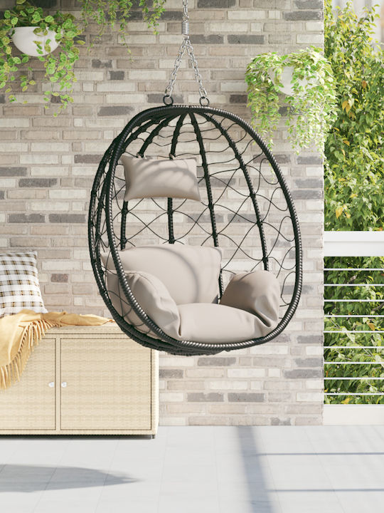 Κούνια Φωλιά με Βάση και Μαξιλάρι Rattan Καφέ Μ105xΠ95xΥ195cm