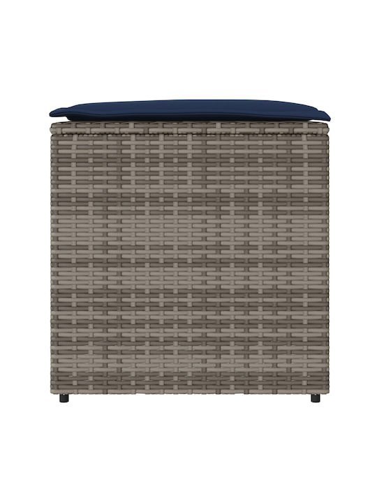 Gartenhocker Würfel Außeneinsatz Rattan mit Grau und Marine Kissen 50x50x50cm