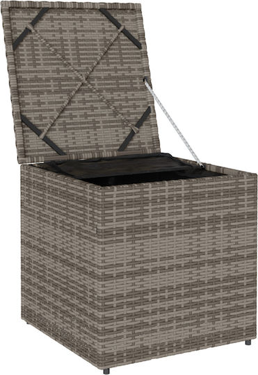 Garden Stool Cube Outdoor Rattan with Cushion Grey and Navy 50x50x50cm
