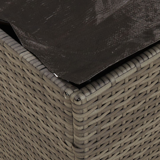 Garden Stool Cube Outdoor Rattan with Cushion Grey and Navy 50x50x50cm