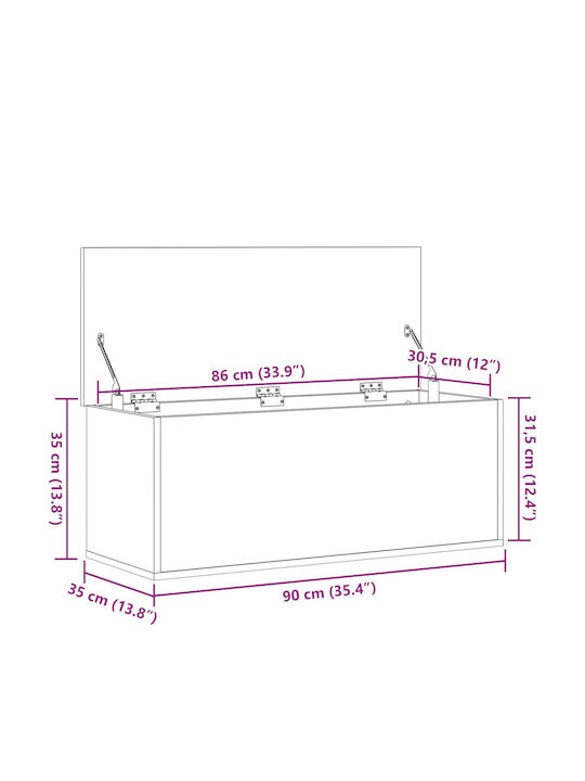 vidaXL Wooden Decorative Trunk Black 90x35x35cm