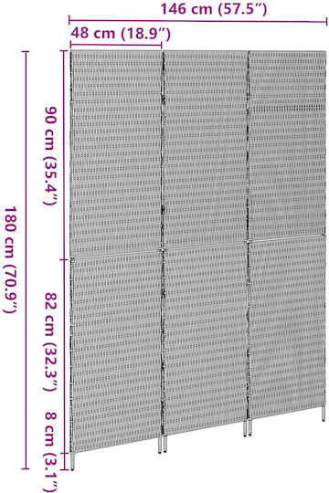 vidaXL Dekorativer Raumteiler aus Leinwand 146x180cm