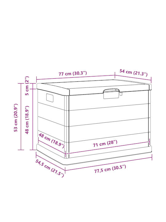 vidaXL Outdoor Storage Box 170lt Gray L77.5xW54.5xH53cm