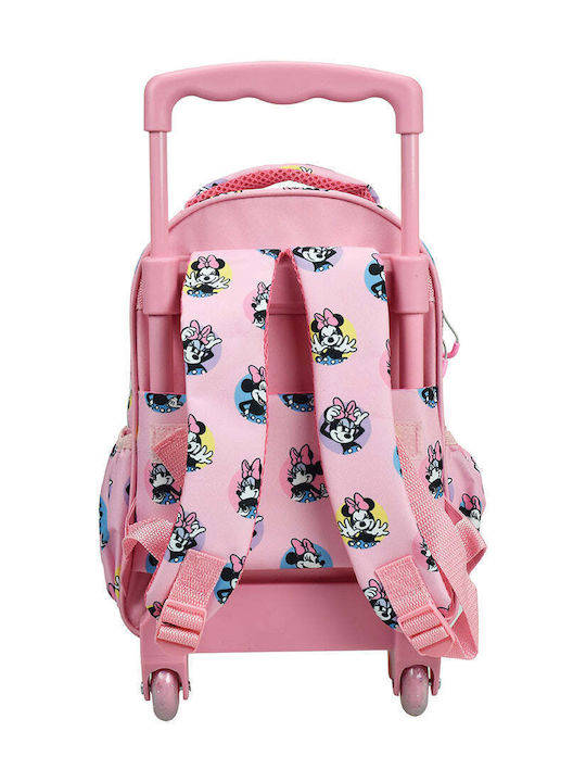 Gim Minnie School Bag Trolley Kindergarten Pink with Water Bottle Holder 12Liters