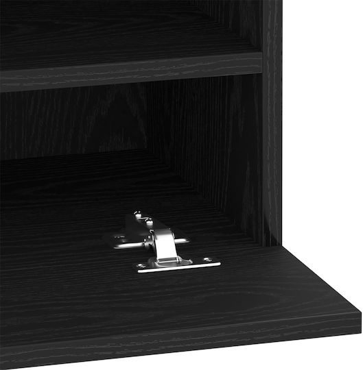 Living Room Display Cabinet made of Particle Board with Windowed and Lighting Black Oak 40x30x60.5cm