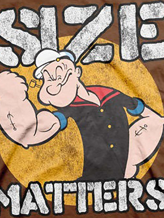 Popeye Size Matters T-shirt Brown Men's Kf-1-pop001-h42-br