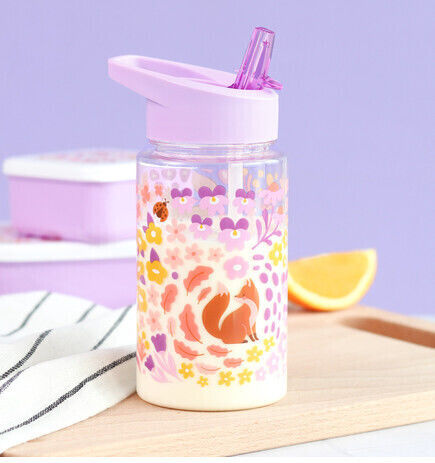 A Little Lovely Company Plastic Kids Water Bottle with Straw Tritan 450ml