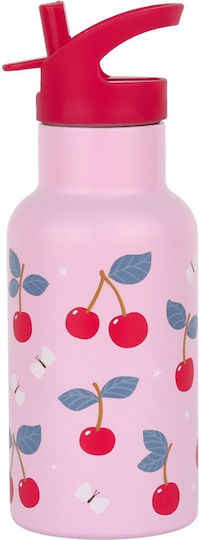 A Little Lovely Company Неръждаема Стомана Детска Бутилка За Вода Термос със Сламка Розова 350ml
