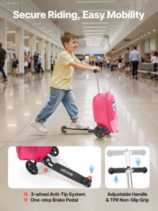 Vevor Kids Cabin Travel Suitcase Pink with 4 Wheels
