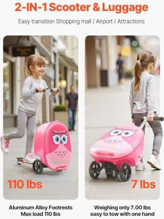Vevor Kids Cabin Travel Suitcase Pink with 4 Wheels