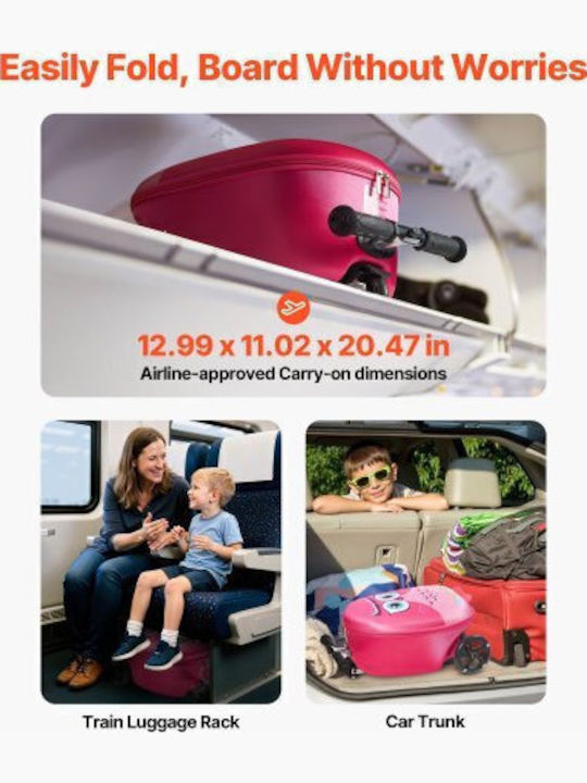 Vevor Kids Cabin Travel Suitcase Pink with 4 Wheels