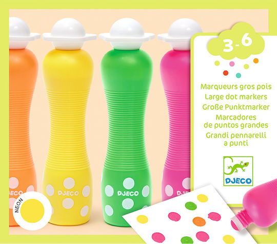 Djeco 4 Neon Zeichenstifte mit Schaumstoffnase