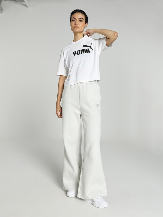 Logo Damen Crop T-Shirt Weiß