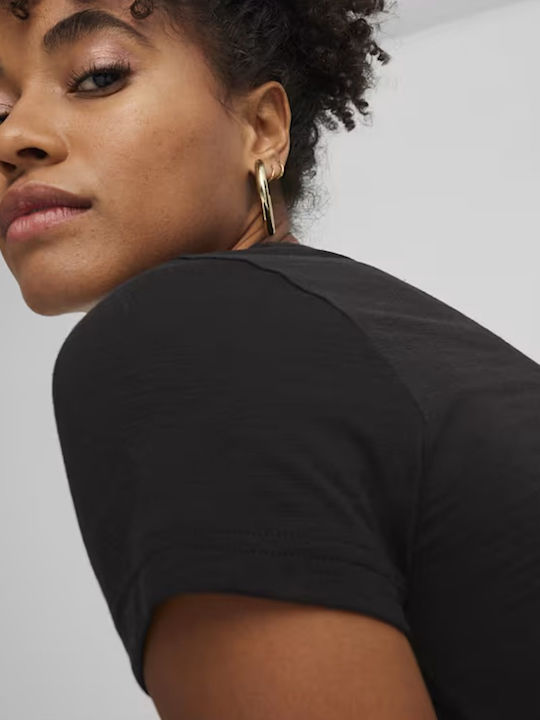 Dare To Γυναικείο Αθλητικό Crop Top Κοντομάνικο Μαύρο