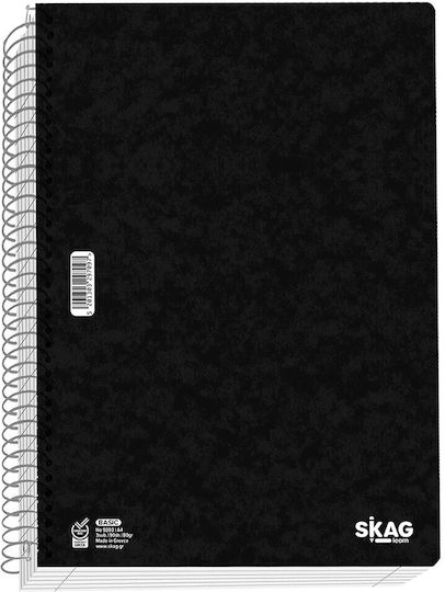 Skag Spiral Notebook Ruled A4 60 Sheets 2 Subjects Basic Black 1pcs