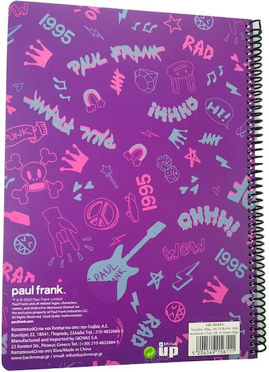 Paul Frank Σπιράλ Τετράδιο Ριγέ Α4 2 Θεμάτων Paul Frank (Διάφορα Σχέδια/Χρώματα)
