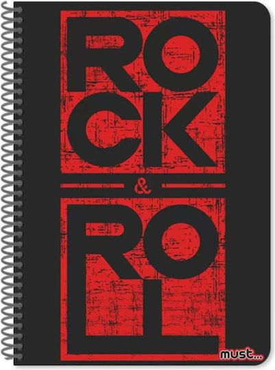 Must Team Spiral Notebook Ruled B5 60 Sheets 2 Subjects Rock 1pcs (Μiscellaneous Designs)