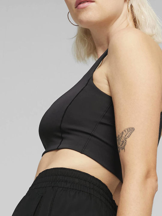 T7 Γυναικείο Αθλητικό Crop Top Αμάνικο Μαύρο