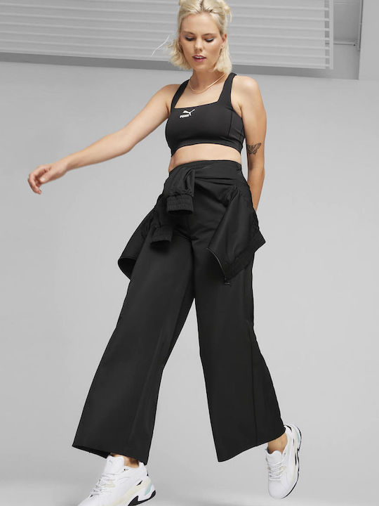 T7 Γυναικείο Αθλητικό Crop Top Αμάνικο Μαύρο